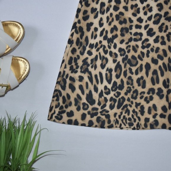 New ZARA S Small Mock Neck Animal Leopard Print Mini Short Dress - Picture 13 of 16